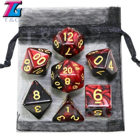 Red and Black DND Dice Set