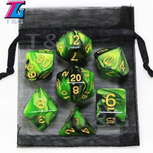 Green and Black DND Dice Set