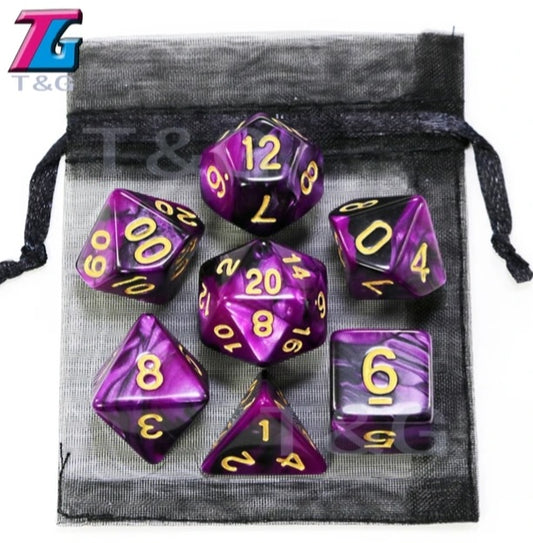 Pink and Black DND Dice Set